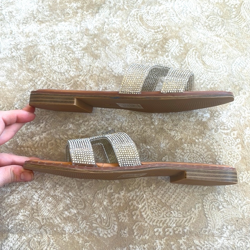 Brand New Madden Girl Rhinestone Crystal Sparkle Slides Sandals H-Band Strap - Picture 12 of 15